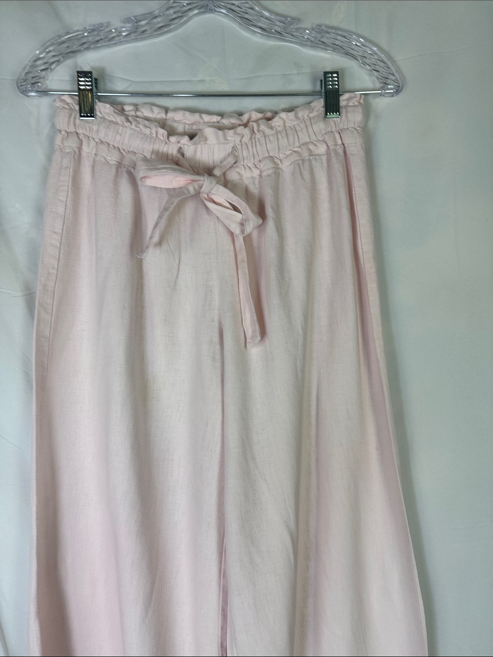 Vanilla Star Pale Pink Linen Drawstring Waist Pants - Picture 3 of 5